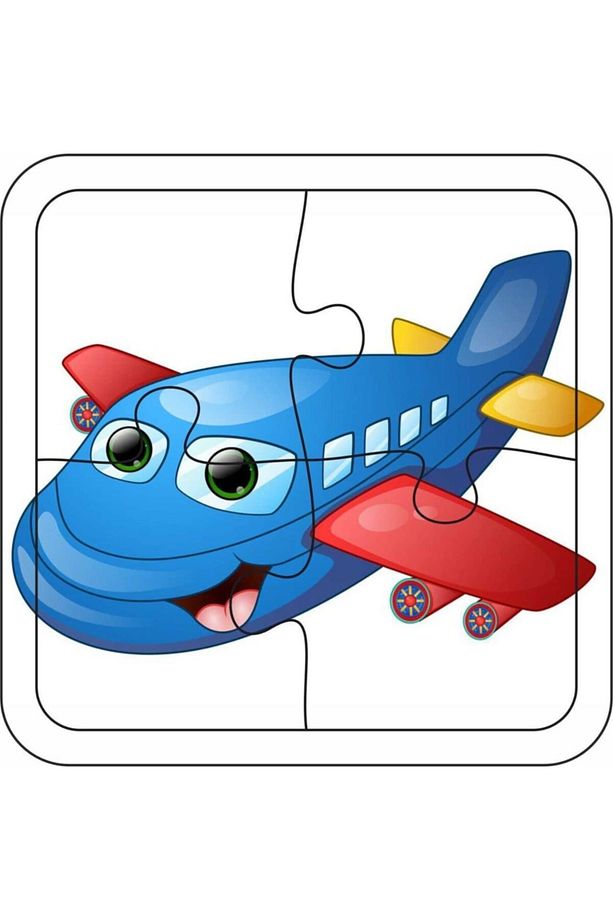 4 Parça 8'li Set Ahşap Çocuk Puzzle Kamyon- Gemi- Otobüs- Helikopter- Araba- Bisiklet- Uçak- Tren - 7