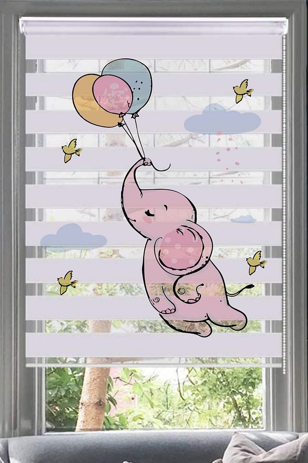 Çocuk-bebek Odası Dijital Baskı Zebra Perde-balonfil - 1