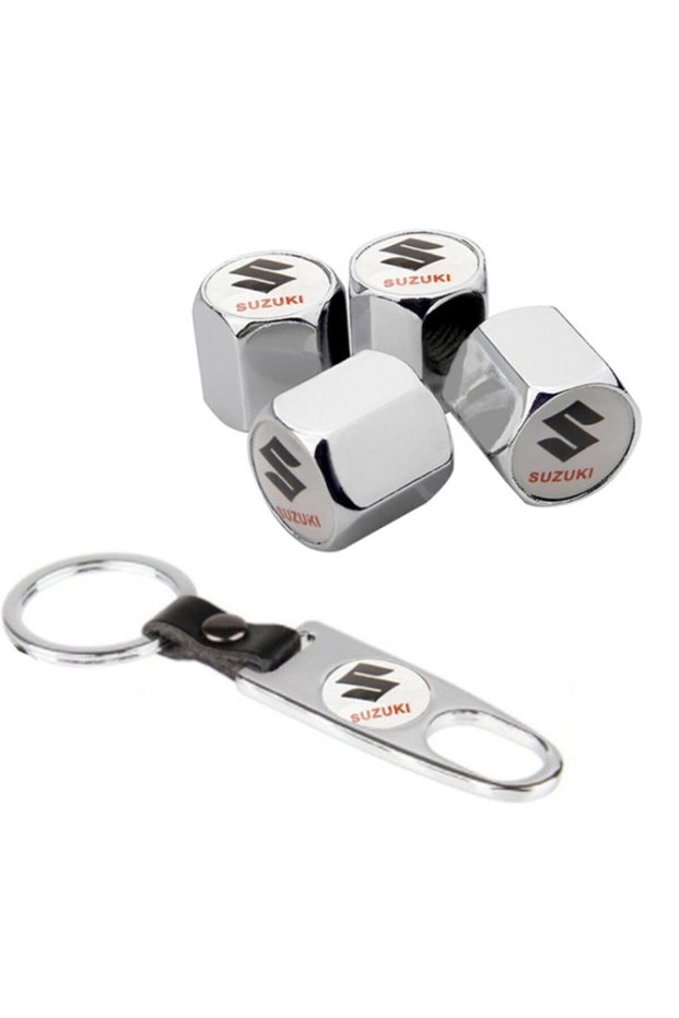 Suzuki Jimny Stainless Steel Valve Cover and Keychain Set Chrome Color Byz
