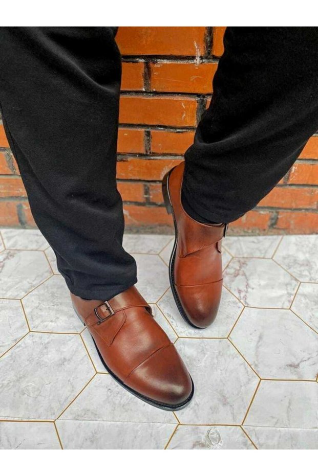 Single Buckle Men's Genuine Leather Shoes Large Size