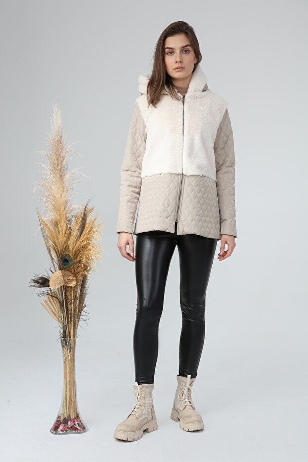 Peluş Kapitone Mont - 1