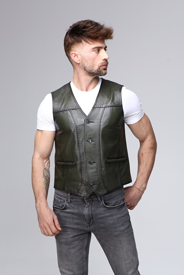 Hakiki Deri Yelek - 1