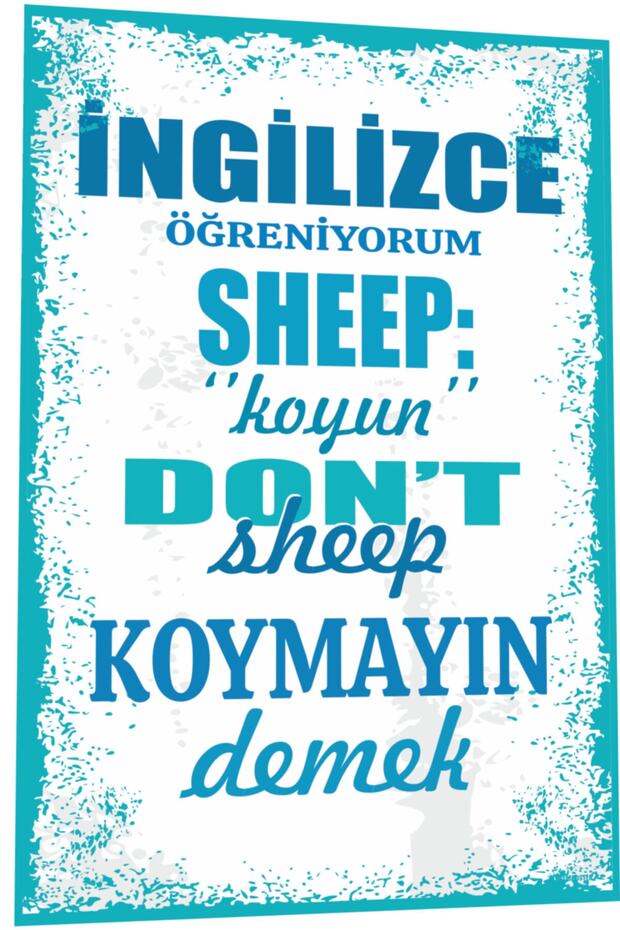 Wall Lettering I Am Learning English Sheep Say Sheep Retro Wooden Poster 780