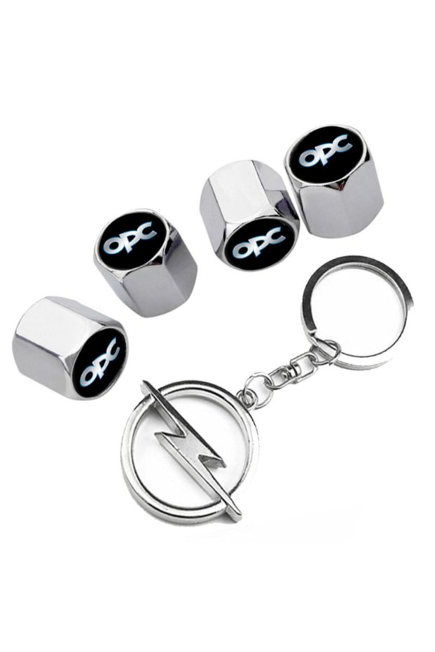 Opel Astra H after 2004 Chrome Color Valve Cover with Opc Logo 4 Pieces and Chrome Keychain