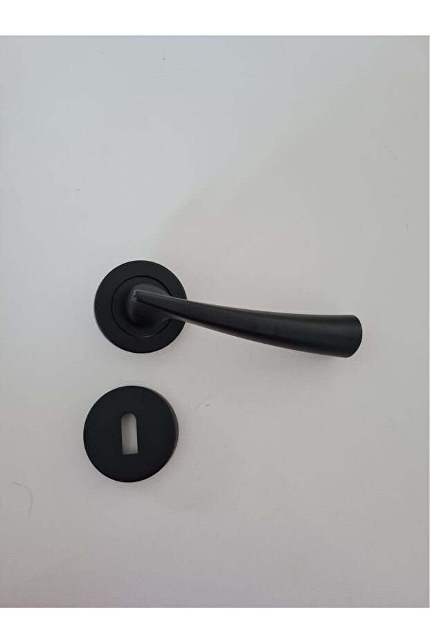 Alüminyum/çelik Hazal Mat Siyah Yuvarlak Rozetli Oda Kapı Kolu (1 Takım) - 3