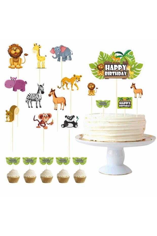 Safari Animals Birthday Cake Decoration Toothpicks