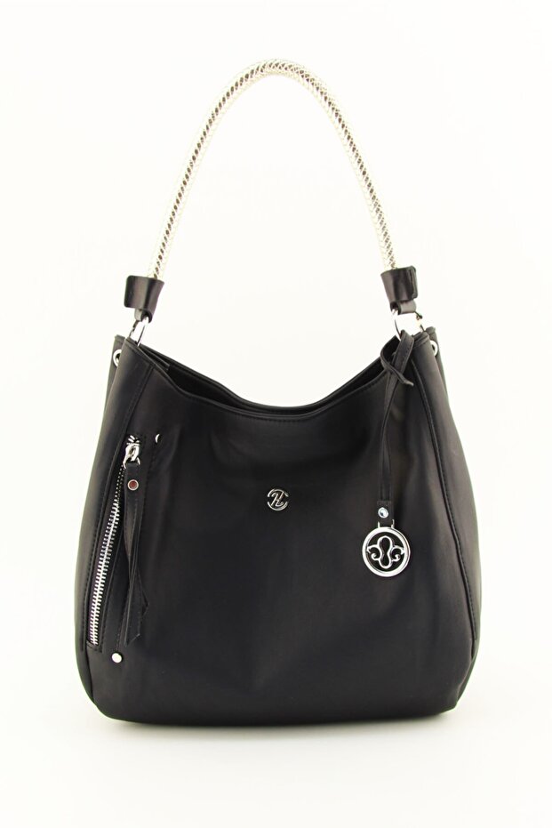 Women's Black Knitted Handle Casual Shoulder Bag