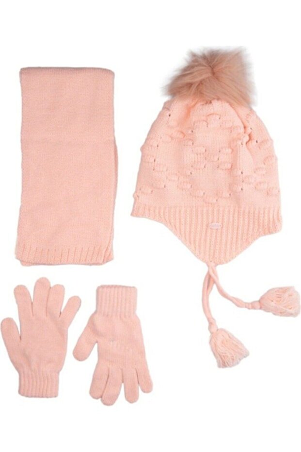 Girl's Scarf Beanie Gloves Set 3-8 Years