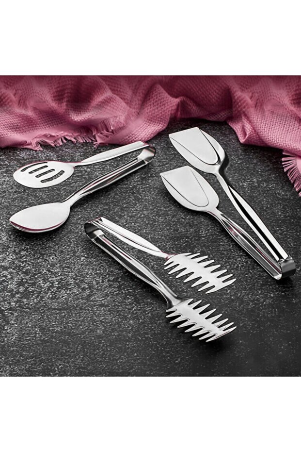 B 3 Parça Çelik Servis Maşa Seti - 2