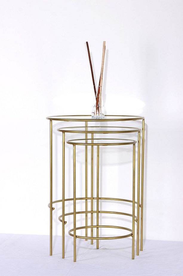 Nesting 3'lü Gold Zigon Sehpa - 3