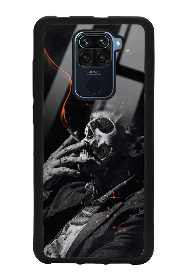 حافظة هاتف لامعة بتصميم جمجمة دخانية لهاتف Xiaomi Redmi Note 9