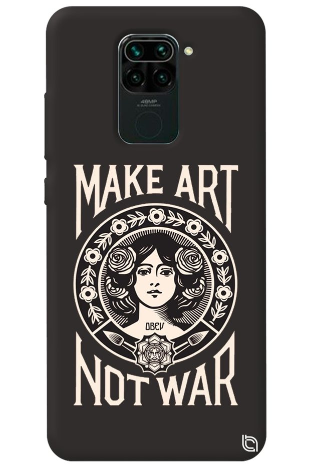 Xiaomi Redmi Note 9 Black Color Make Art Velvet Patterned Silicone Phone Case