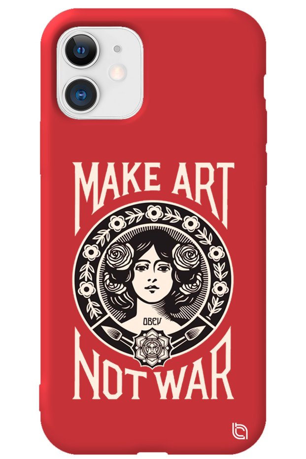 iPhone 12 Red Color Make Art Inside Velvet Patterned Silicone Phone Case