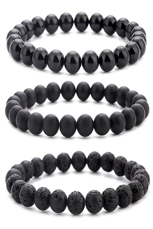 Mixed Natural Stone Bracelet Set of 3