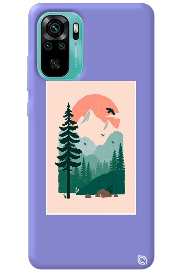 Xiaomi Redmi Note 10S Lilac Colored Wild Oak Velvet Patterned Silicone Phone Case