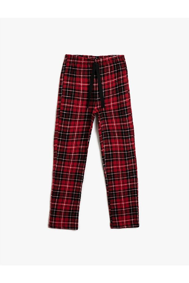 Aile Pijamasi | Kız Çocuk Pamuklu Bisiklet Yaka Ekose Pijama Takımı - 5