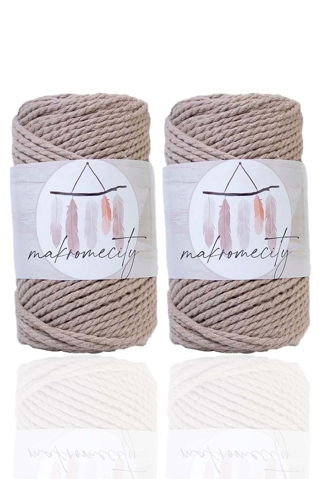 Premium 3 Twist Cotton Macrame Rope 3mm Three Twist Scanned Macrame Rope Rope 250 Gr Set of 2 2 Milk Coffee