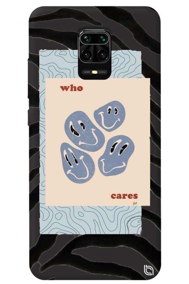 Xiaomi Redmi Note 9 Pro Black Color Who Cares Velvet Patterned Silicone Phone Case