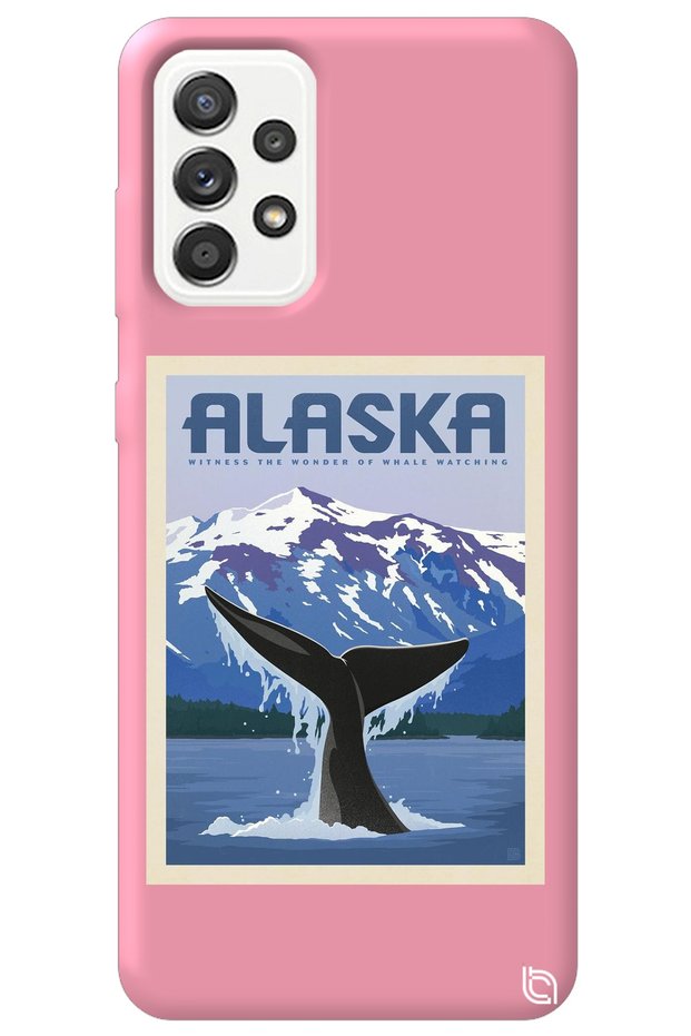 Samsung Galaxy A52 Pink Color Alaska Velvet Patterned Silicone Phone Case