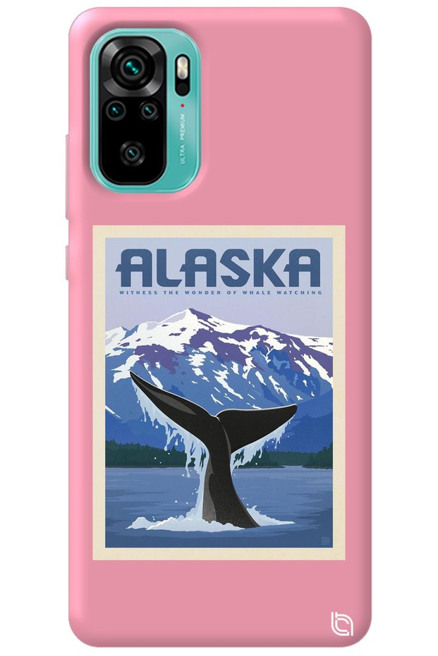 Xiaomi Redmi Note 10 Pink Color Alaska Velvet Patterned Silicone Phone Case