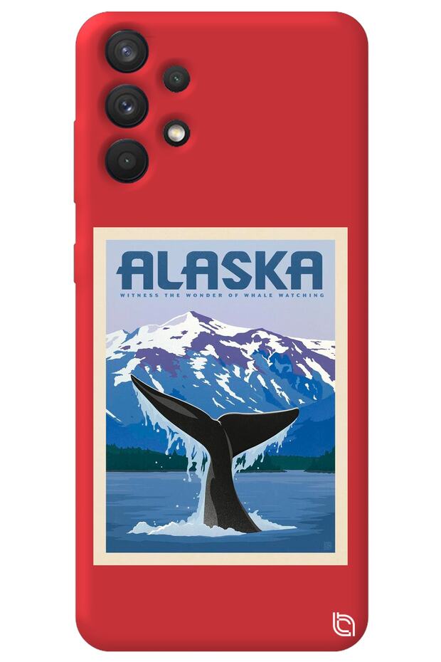 Samsung A32 Red Colored Alaska Velvet Patterned Silicone Phone Case