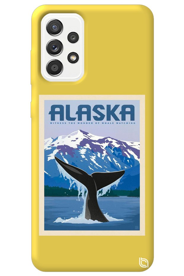 Samsung Galax A72 Yellow Color Alaska Velvet Patterned Silicone Phone Case