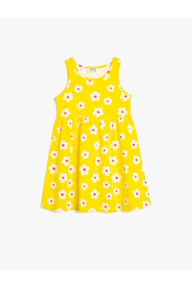 Floral Sleeveless Fitted Waist Loose-Cut Dress