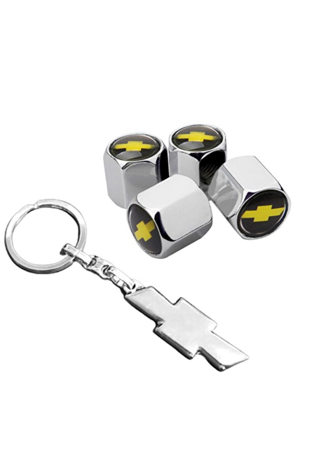 Chevrolet Celebrity Compatible Chrome Color Valve Cover 4 Pieces and Chrome Keychain