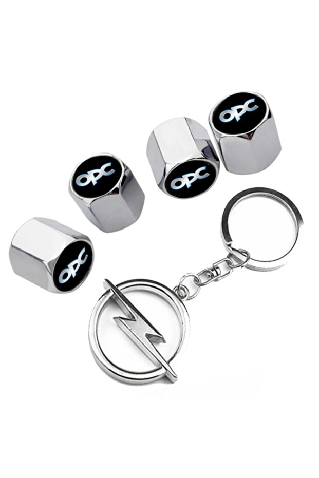 Opel Manta Opc Logo Chrome Color Valve Cover 4 Pieces and Chrome Keychain