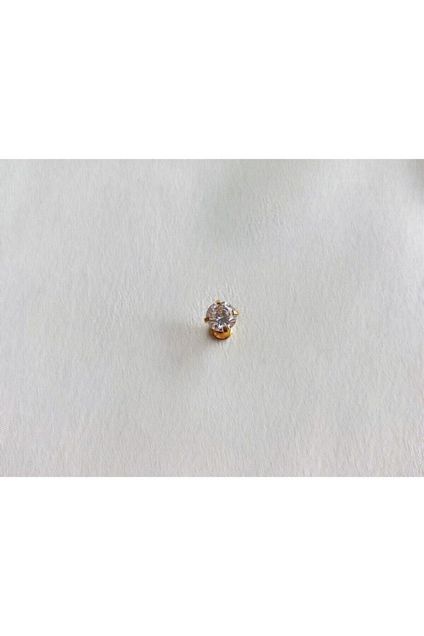 Cerrahi Çelik Gold Yuvarlak Tek Taş Piercing , Kıkırdak , Tragus - 3