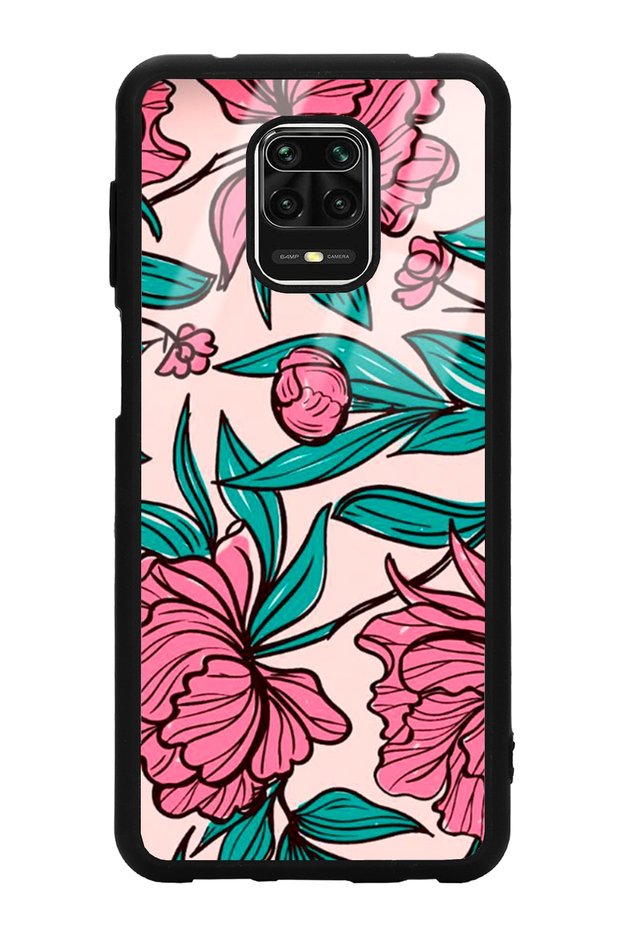 Xiaomi Redmi Note 9 Pro Glossy Phone Case with Fuchsia Flowers Design