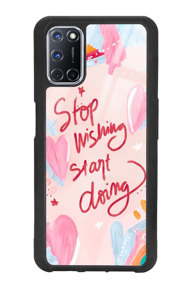 Oppo A52 - A72 Pink Motto Design Glossy Phone Case
