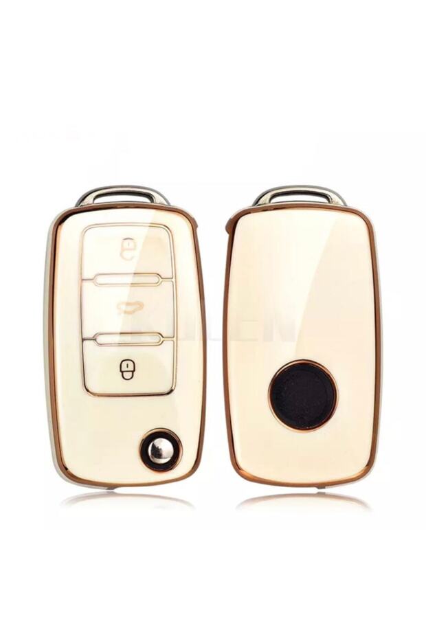 Volkswagen-seat-skoda Switchblade (الحافظة القديمة) حافظة مفاتيح كريمية من مادة TPU