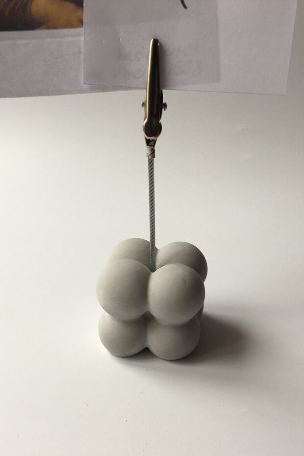 Mini Bubble Concrete Note Holder Gray, Note Holder - 2