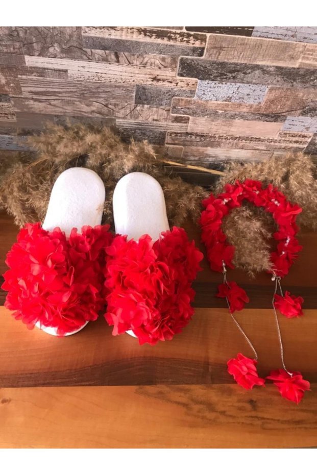 Maternity Slippers Crown Set Red Floral Mother's Slippers Elegant Maternity Set Hospital Release