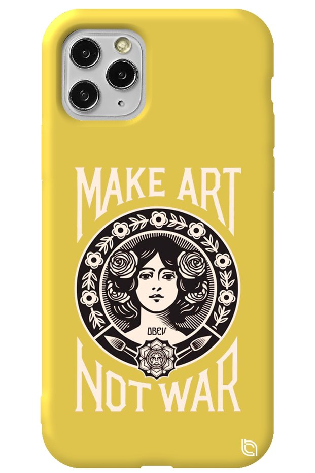 iPhone 11 Pro Max Yellow Color Make Art Velvet Patterned Silicone Phone Case