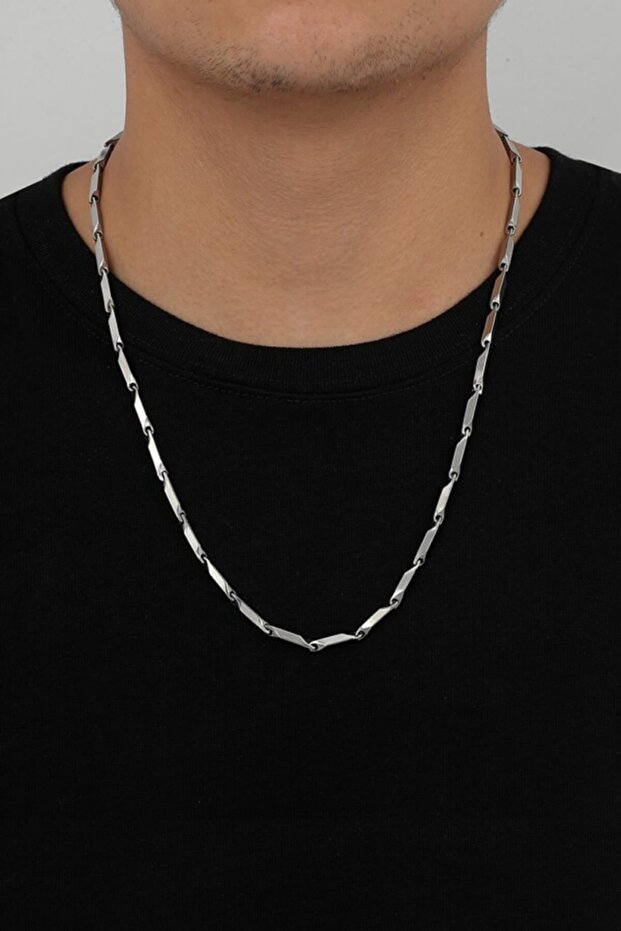 Men's Non-Tarnish Steel Interlocking Bar Necklace Chain - Imported Non-Tarnish Steel Men's Chain