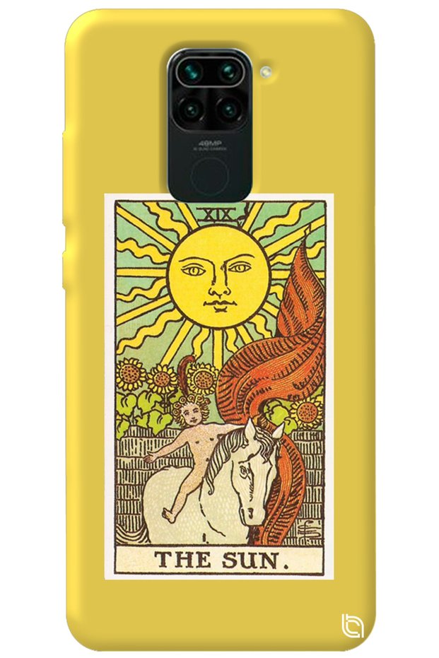 Xiaomi Redmi Note 9 Yellow Color the Sun Inside Velvet Patterned Silicone Phone Case