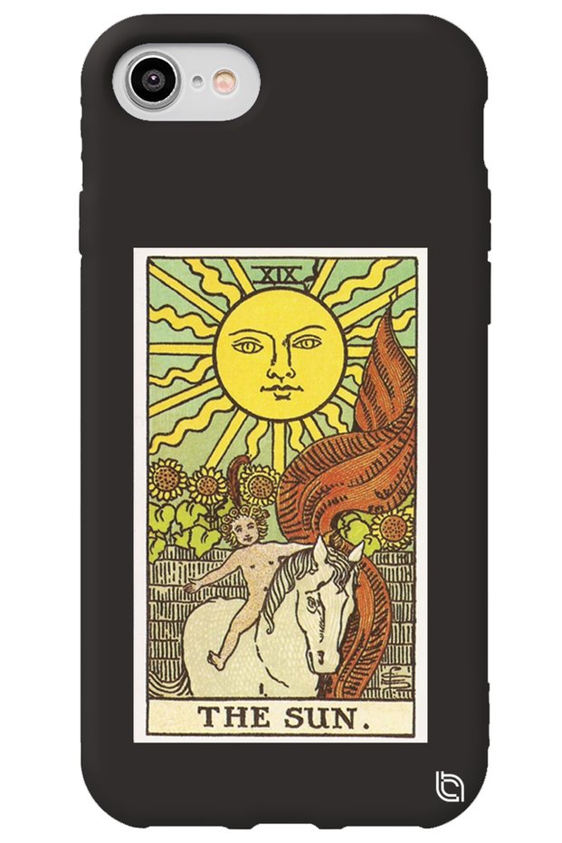 iPhone 8 Black Color the Sun Velvet Patterned Silicone Phone Case