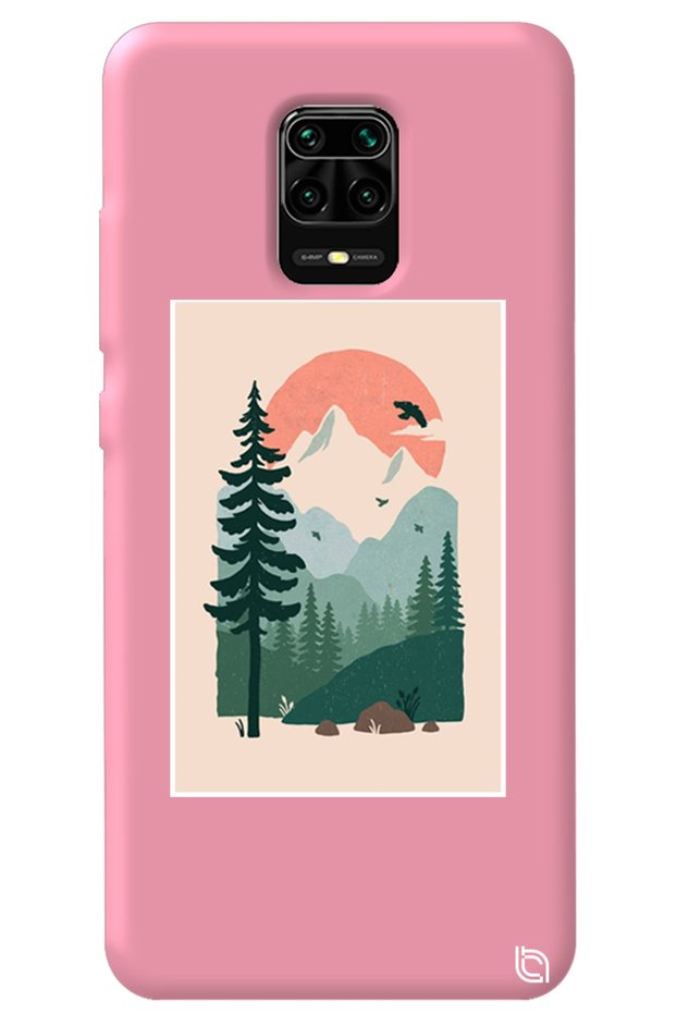 Xiaomi Redmi Note 9 Pro Pink Color Wild Oak Velvet Patterned Silicone Phone Case