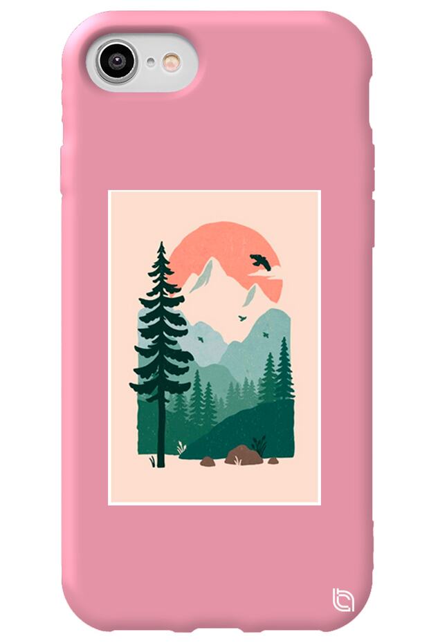 iPhone 7 Pink Colored Wild Oak Velvet Patterned Silicone Phone Case