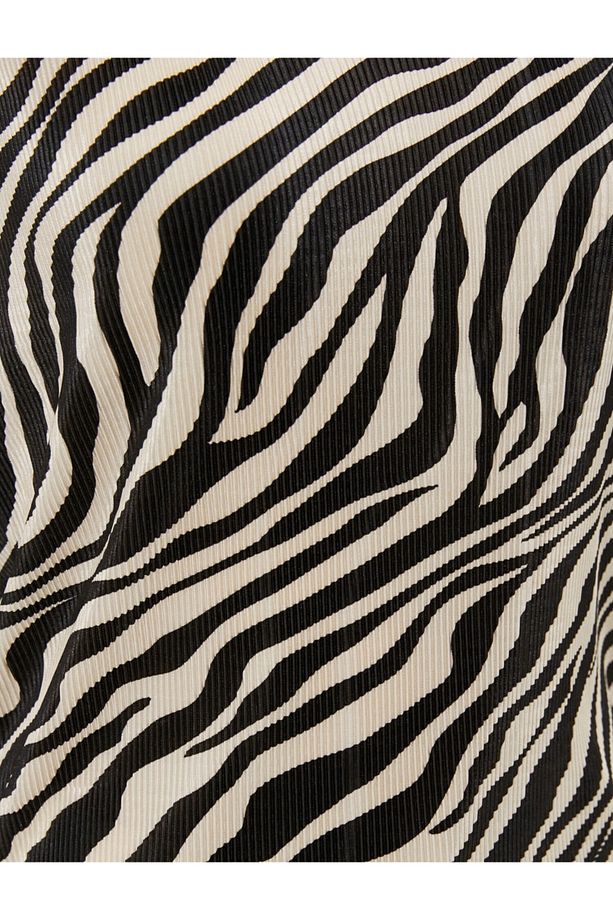 Kadın Zebra Desenli Atlet V Yaka Atlet - 6