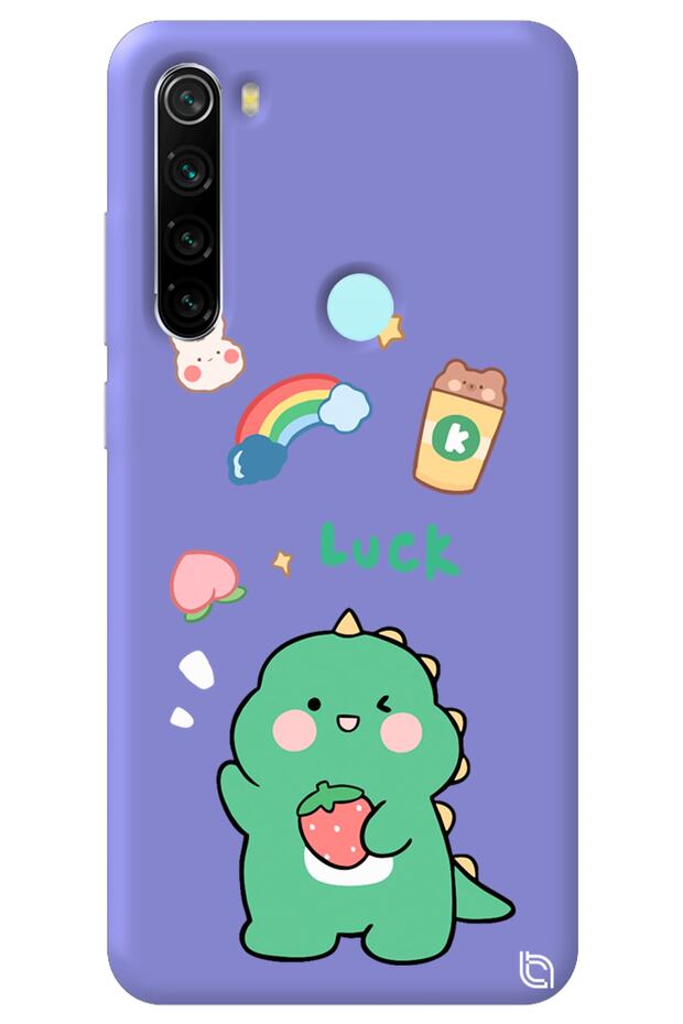 Xiaomi Redmi Note 8 Lilac Colored Dinosaur Velvet Patterned Silicone Phone Case