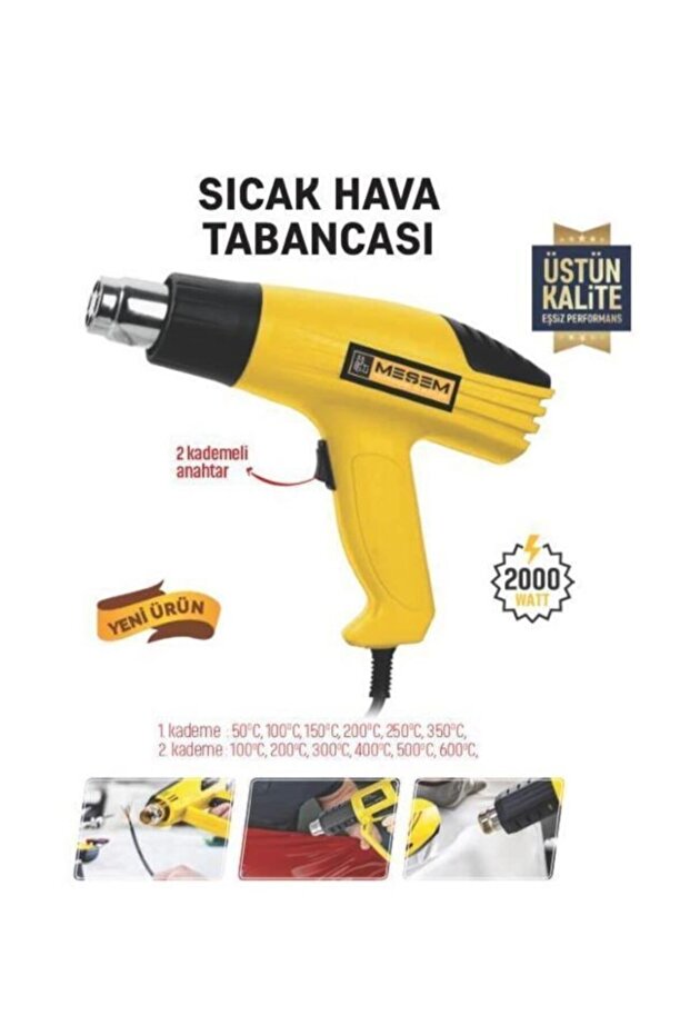 2fonksiyonlu 2000w Profesyonel Sıcak Hava Tabancası 25x20cm Ayarlanabilir Derece 380°c, 500°c - 4