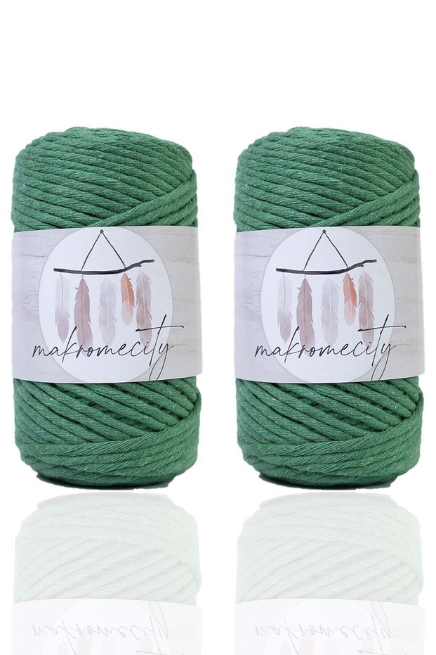 Premium Scalloped Macrame Thread 3mm Single Twist Macrame Scalloped Hobby Thread Set of 2 2 Pieces Benetton Green