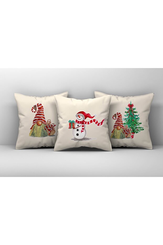 New Year's Themed Printed Decorative Throw Pillow Cover Set of 3