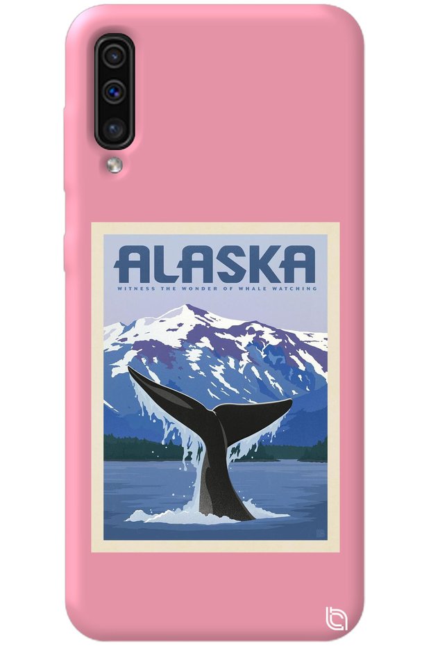 Samsung Galaxy A70 Pink Color Alaska Velvet Patterned Silicone Phone Case