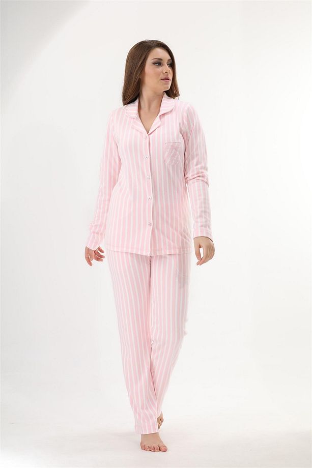 Ekstra Yumuşak Kumaş Uzun Kol Pijama Takımı 98222 - 2