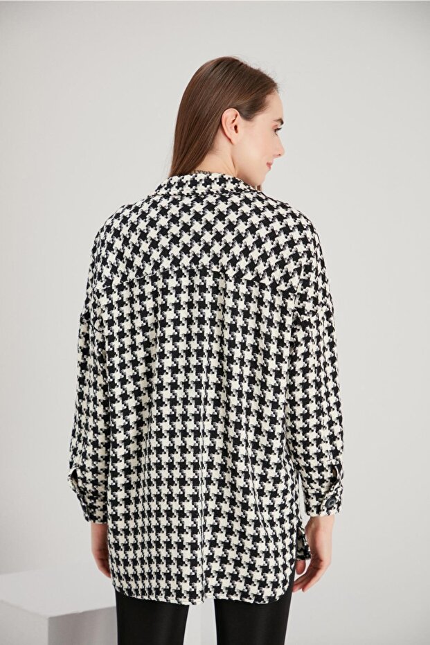 سترة منقوشة كبيرة الحجم (b21-200206) - 5