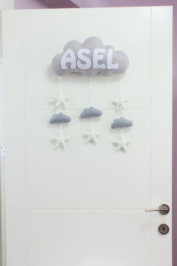 Asel İsimli Bulutlu Bebek Kapı Süsü - 2